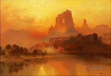 Tomás Morán Painting - atardecer montañas paisaje Thomas Moran